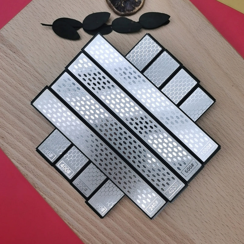 4-Piece Diamond Knife Sharpener Set with Manual Rods Non-Slip Base