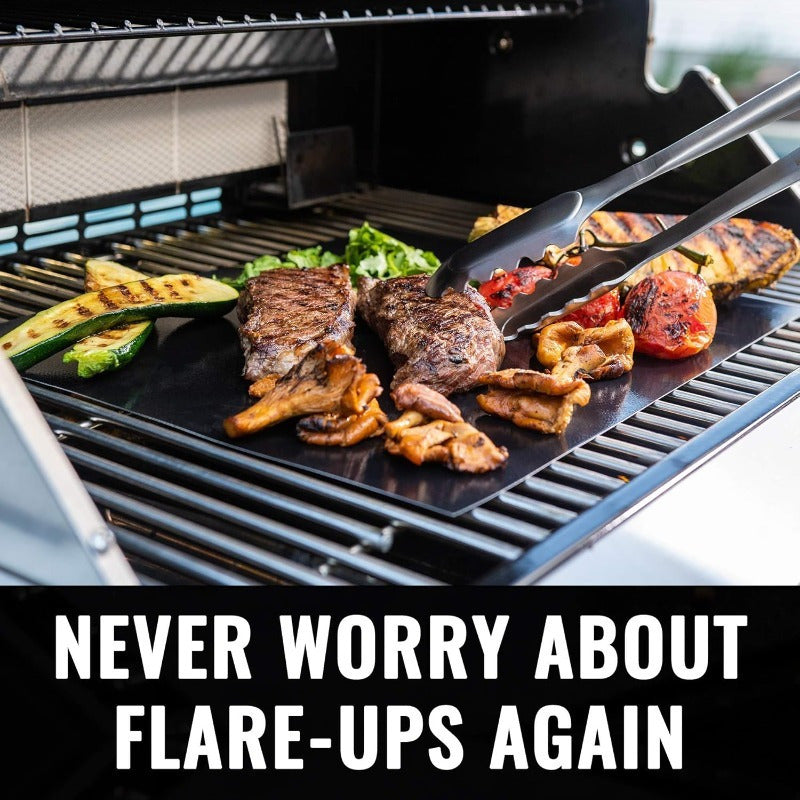 Набор из 2 многоразовых антипригарных решетчатых ковриков для гриля на газу, угле, электрическом, черный