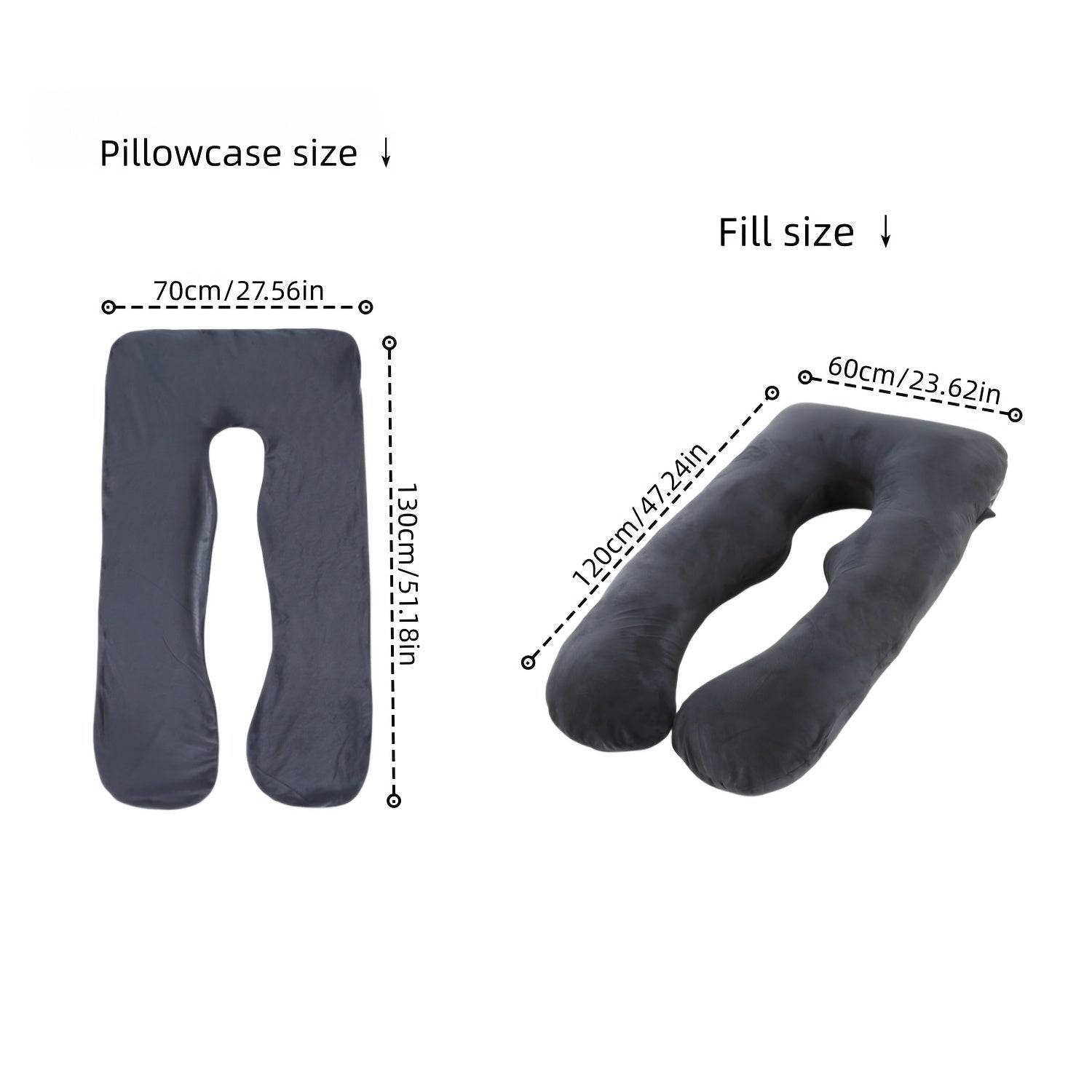 U-Shaped Maternity Pillow 114cm Soft Plush Support for Pregnancy Back and Abdominal Relief