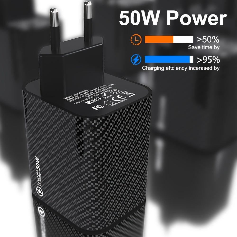 50W USB-C devor zaryadlagichi Yevropa standarti tez zaryadlash sayohat uchun mos iPhone Samsung uchun