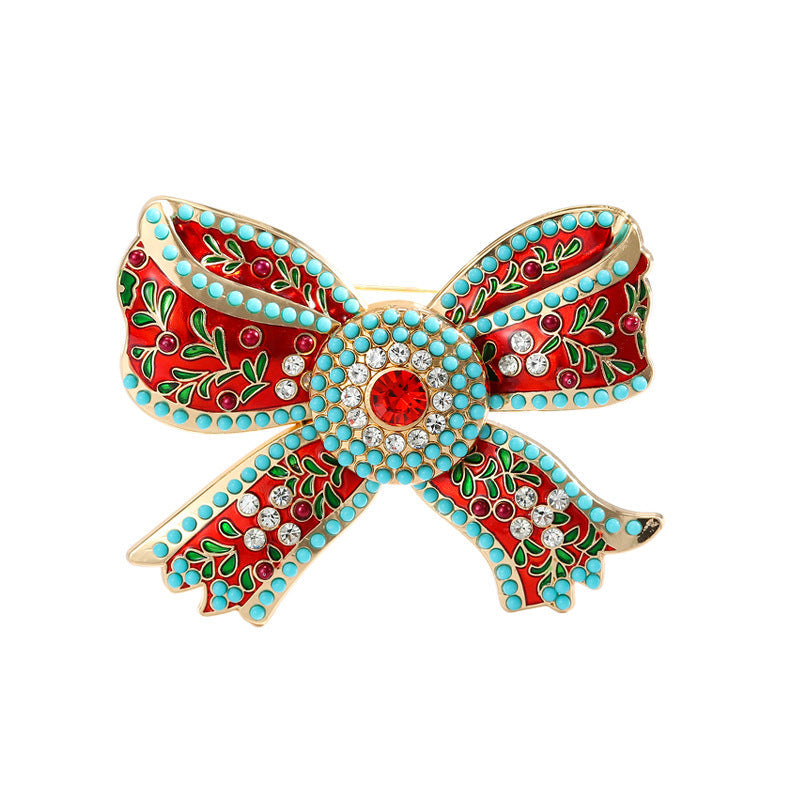 Vintage Rhinestone Brooch for Women and Men Palace Style Bowknot Pin Crystal Corsage Jewelry