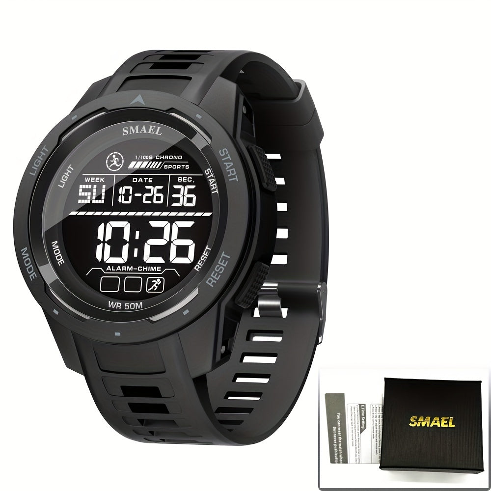 Men's Waterproof Smartwatch with LED Display Stopwatch Calendar Shock Resistant