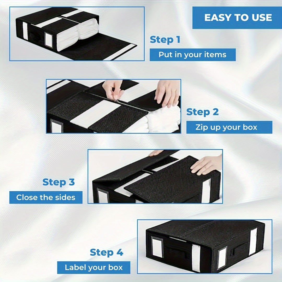 Black King Size Bed Sheet Organizer with Handle for Linen Closet