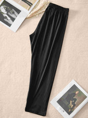 Plus Size Women's High-Waisted Black Straight-Leg Pants Casual Office Wear