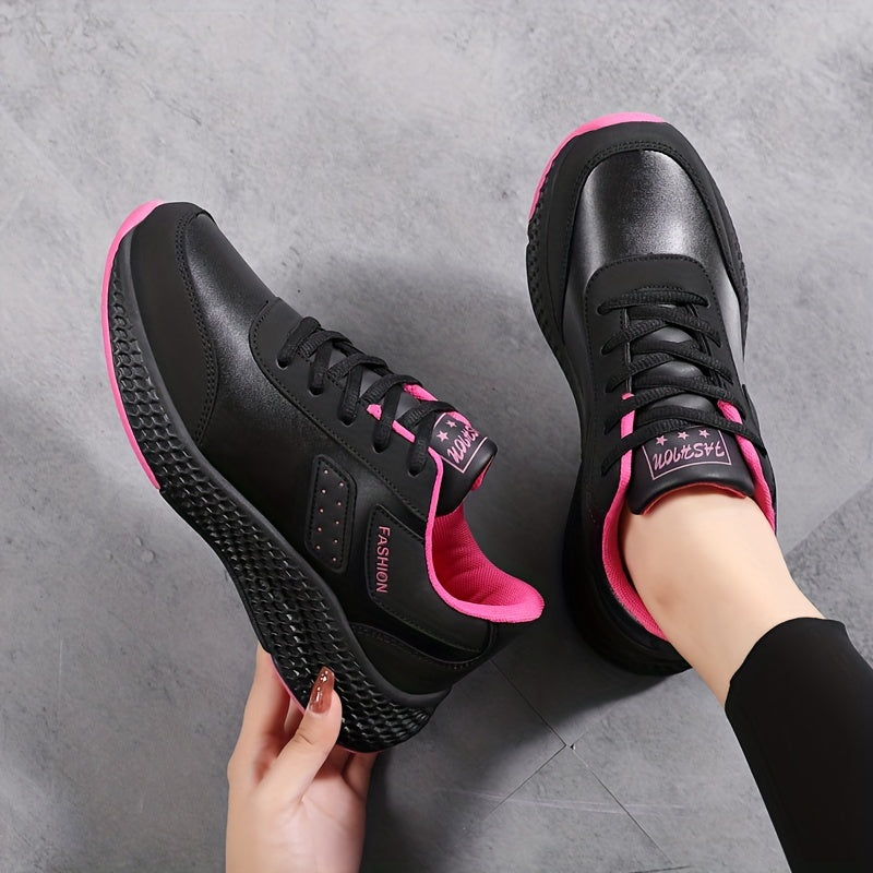 Women's Water-Resistant Microfiber Running Shoes Low Top Lace-Up Solid Color