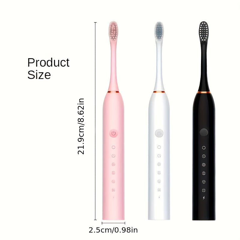 Unisex Rechargeable Electric Toothbrushes with 6 Modes and Soft Brush Heads