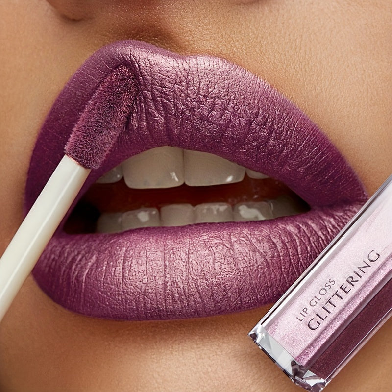 Women Sparkling Glitter Metallic Lip Gloss Waterproof Long-Lasting 18 Colors