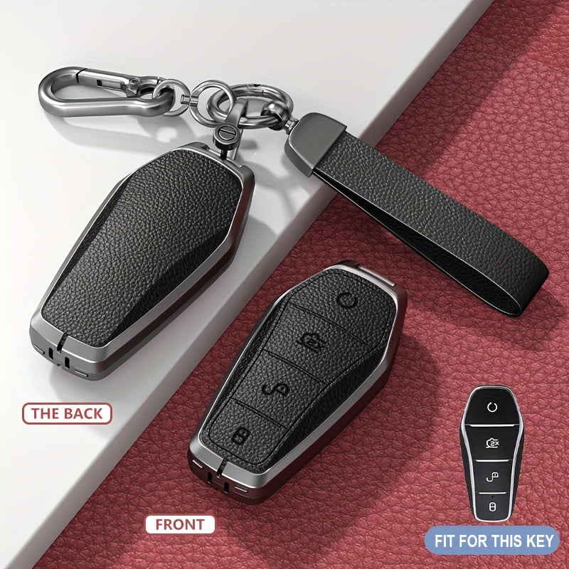 Alloy Car Key Cover Brown Protective Keychain for Remote Key Fob