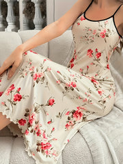 Women's Plus Size Floral Sleep Dress Round Neck Cami Nightdress