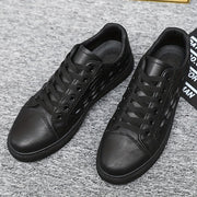 Men's Black Crocodile Pattern Casual Sneakers with Soft Sole and Lace-Up