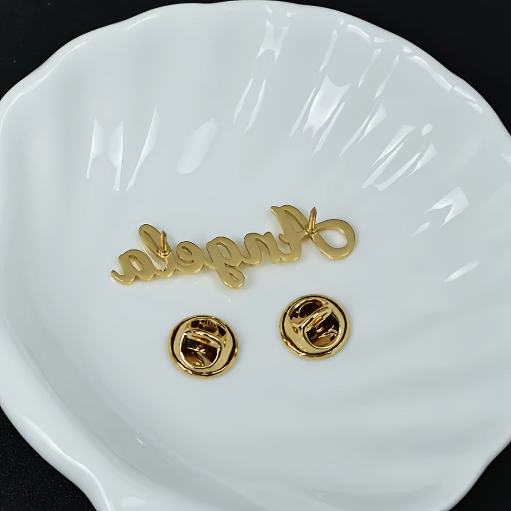 Personalized Handwritten Name Brooch Heart-Shaped Calligraphy Jewelry Gift