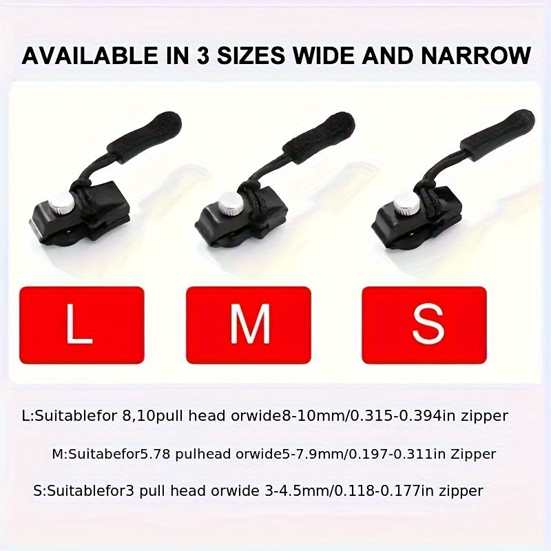 Универсальный набор для ремонта молний - 3/6 шт., Мгновенный ремонт молнии, Не требует шитья, Прочный заменяемый слайдер, Легкий инструмент для установки - Черный