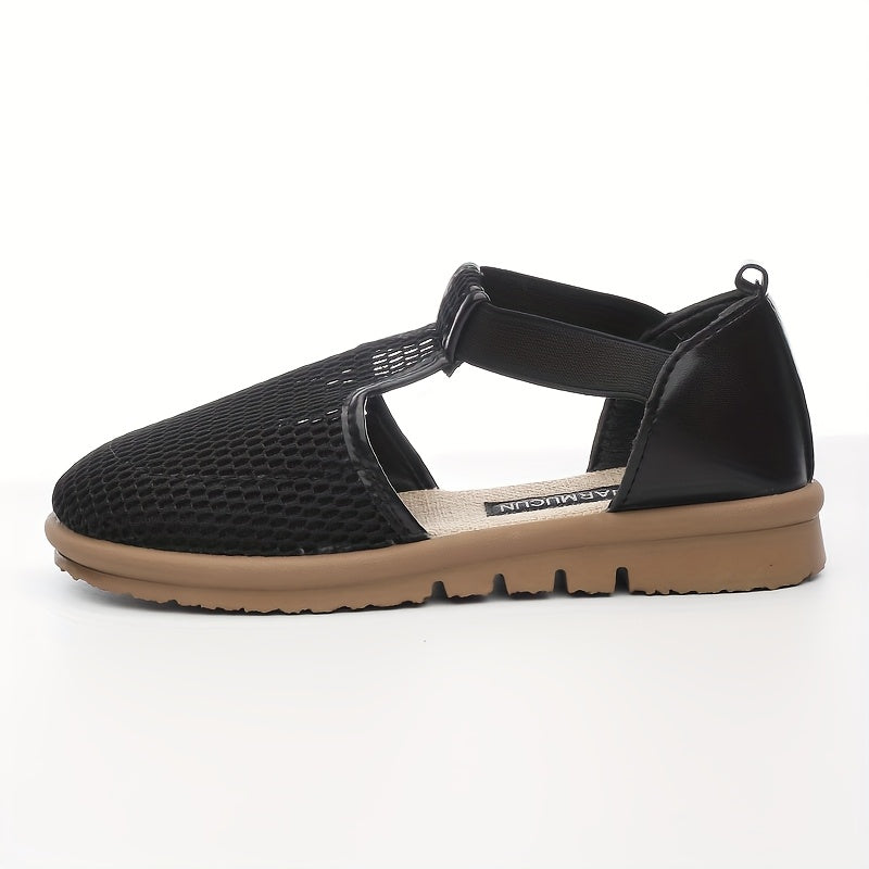 Women's Mesh Slip-On Sneakers Black and White Casual Shoes for Summer