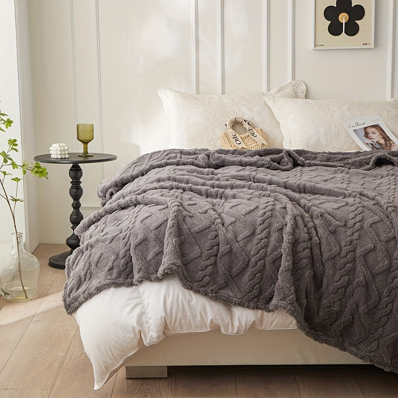 Rhombus Jacquard Taffeta Single Layer Double Sided Blanket for Sofa Bed Couch Office