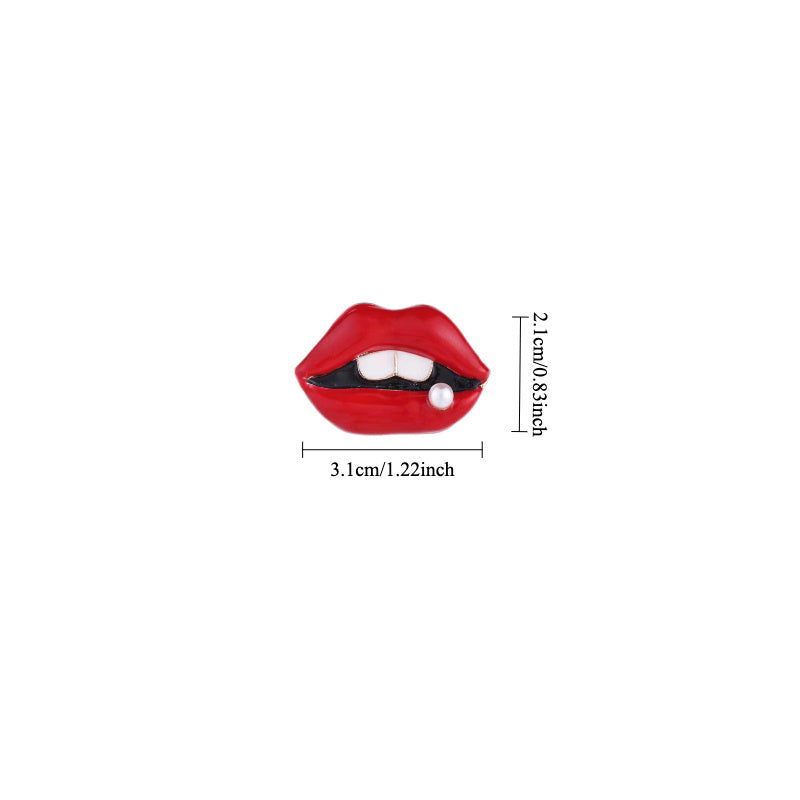 Red Lips Brooch Pin Acrylic Fashion Accessory for Women