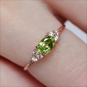 Women's Peridot and Zirconia 925 Silver Ring for Weddings and Parties