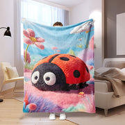 Ladybug Plush Throw Blanket All-Season Knit Soft Polyester for Kids and Home