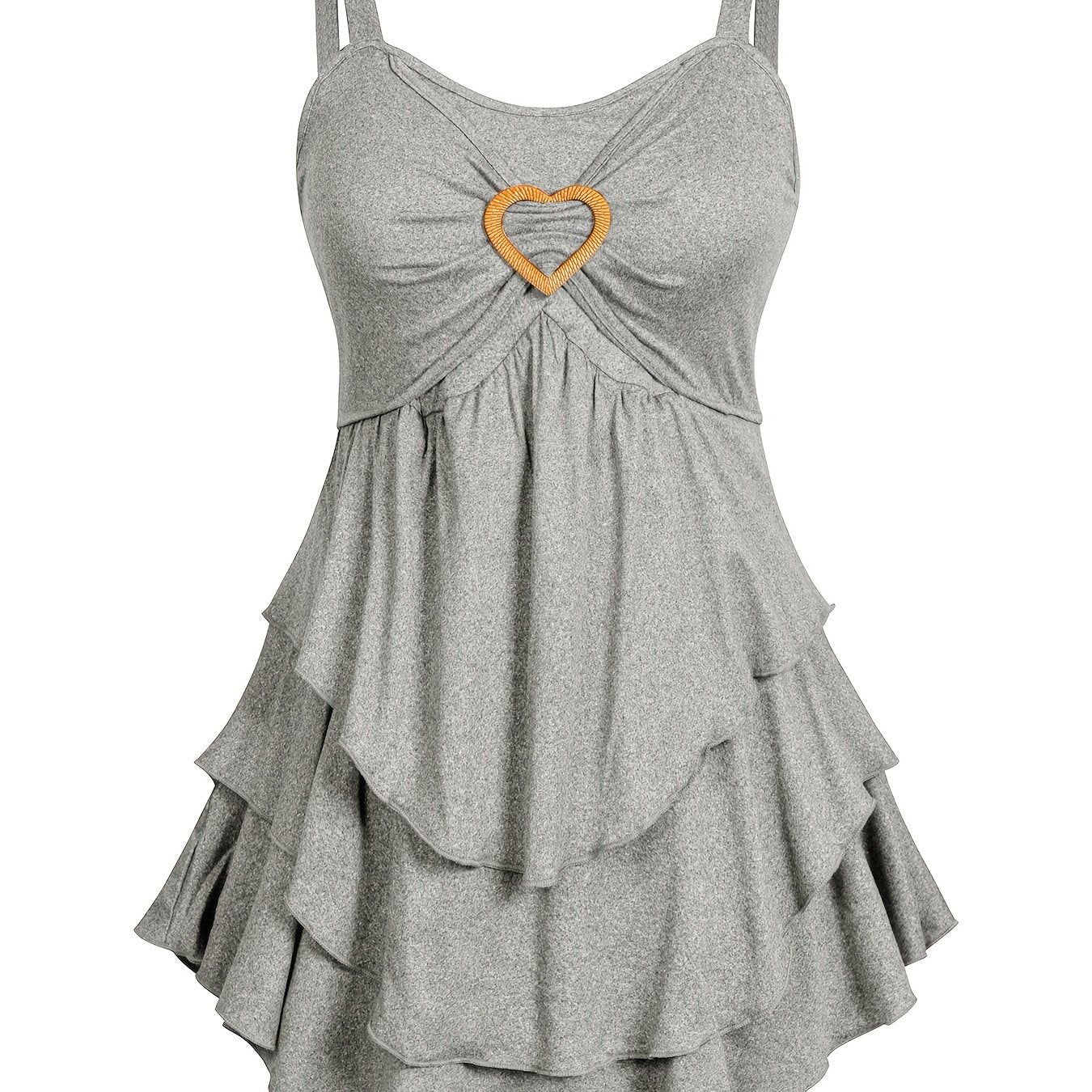 Топ на толстую фигуру женский хлопковый с сердечным декором и многослойным дизайном