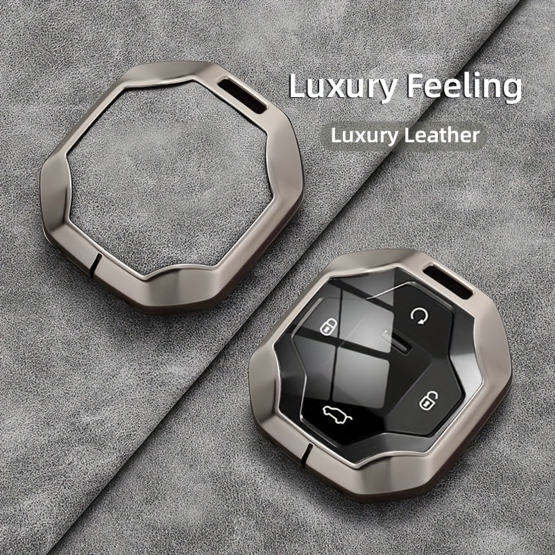 Travel Car Key Cover Zinc Alloy Leather Fob Case for Remote Control