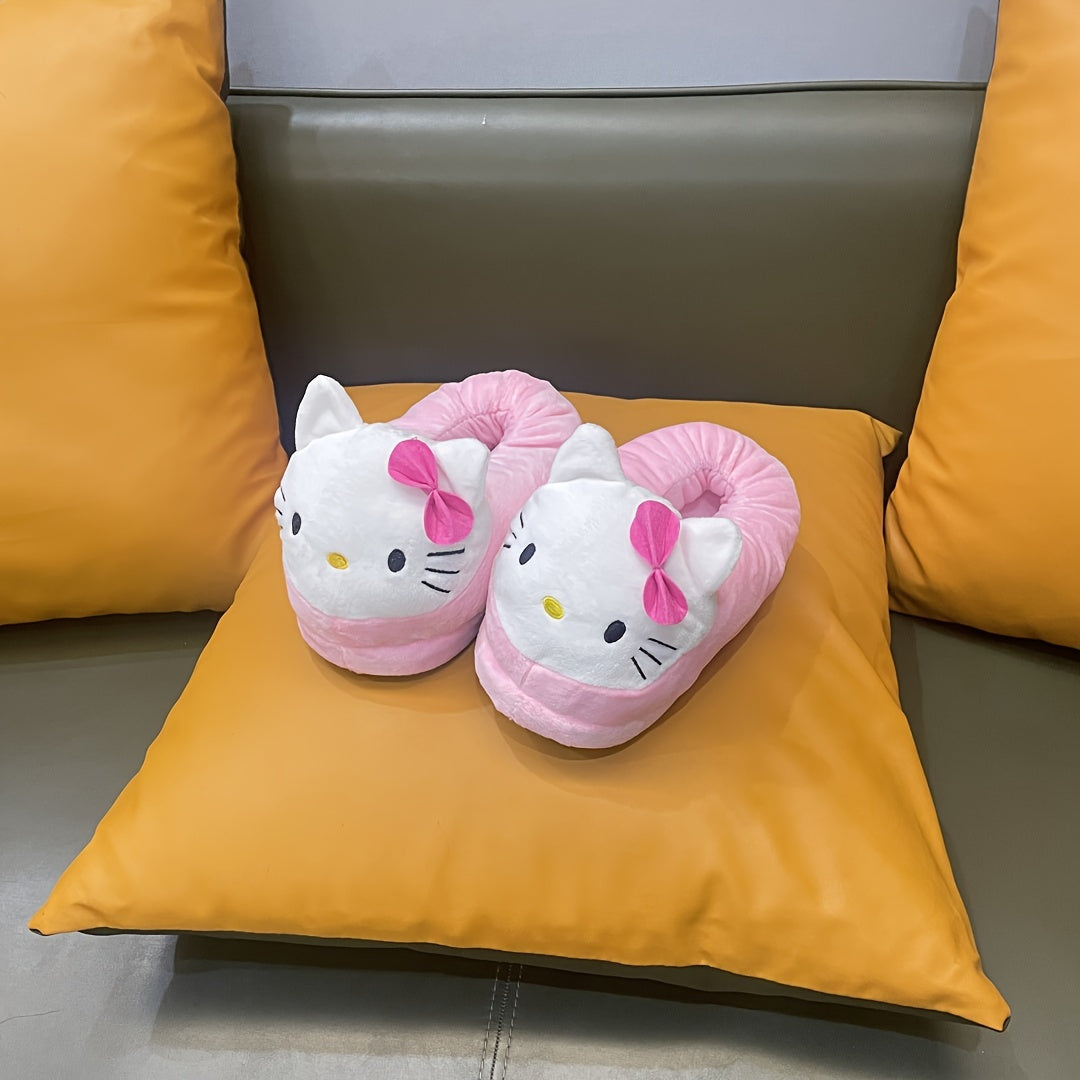 Women's Plush Cat Slippers Winter Warm Full-Cover House Shoes