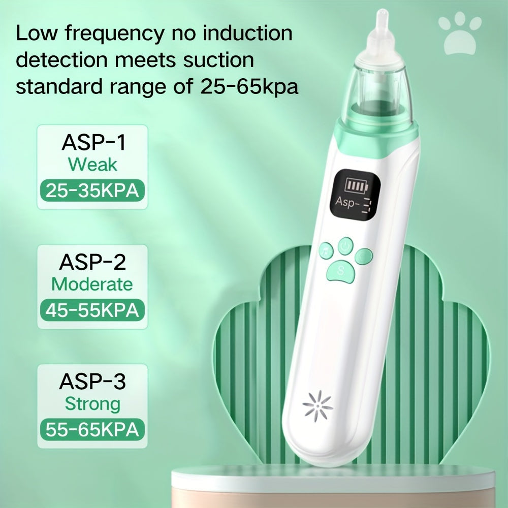Electric Nasal Cleaner with Adjustable Modes Silicone Nose Sucker Tweezers Straw Brush Green