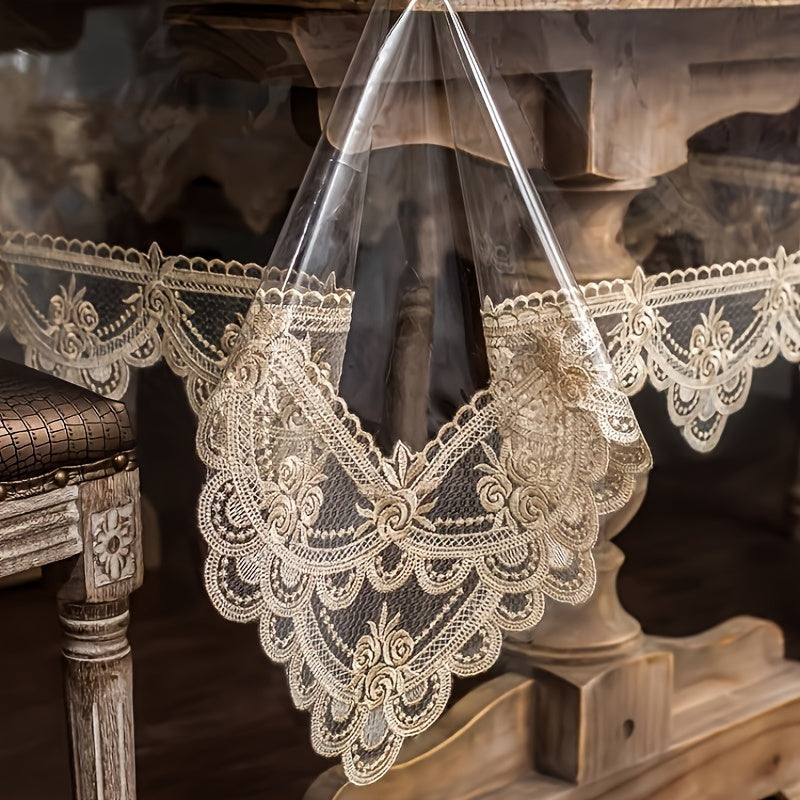 PVC Square Table Cover Non-Slip Lace Border for Kitchen Restaurant Party Home