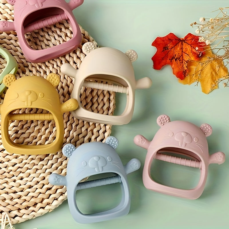 Baby Silicone Teether Gloves Food Grade Soft Cute Drop-Preventing Gift