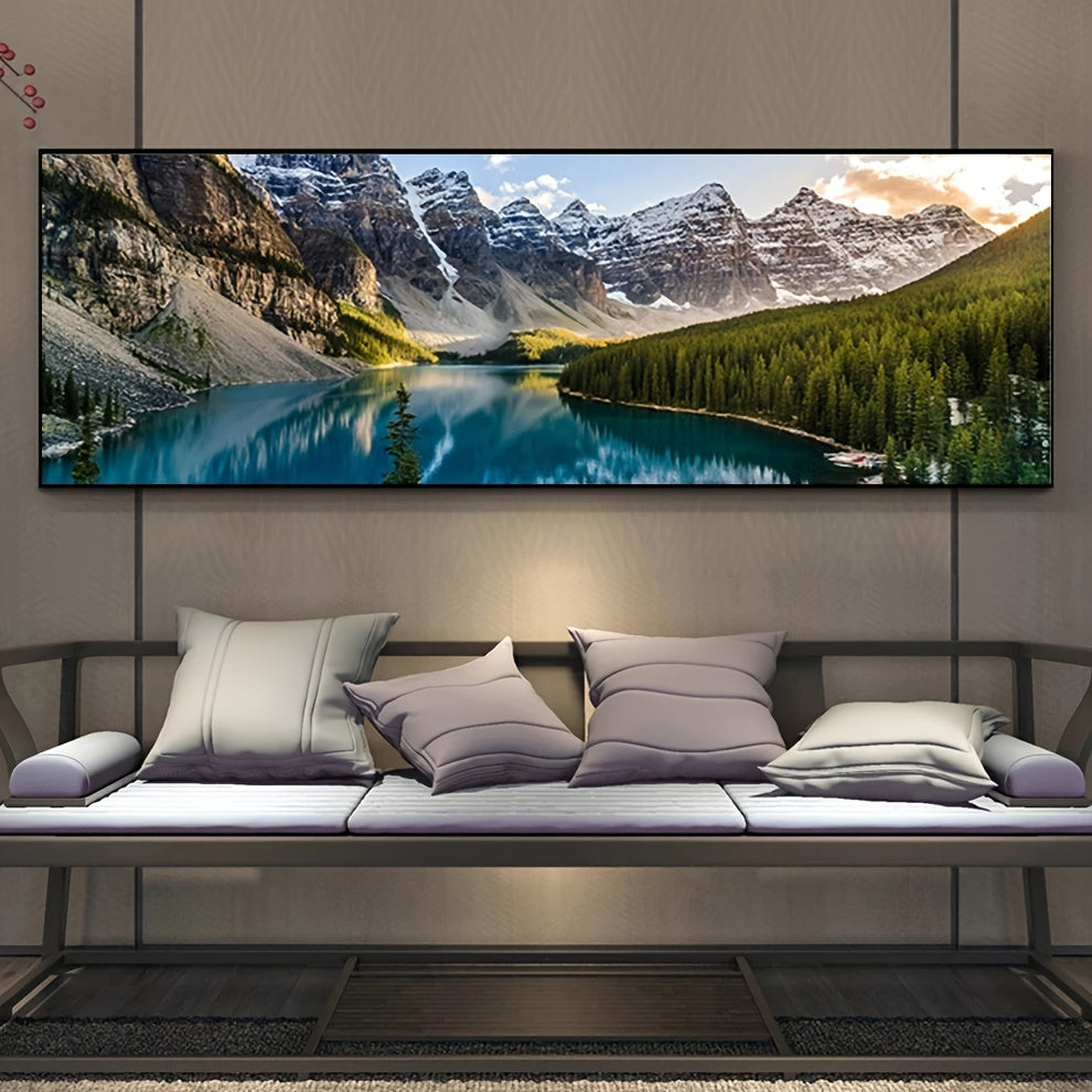 Canvas Wall Art of Lake Forest Mountain Scenery 49.99x149.99cm Frameless for Living Room Bedroom