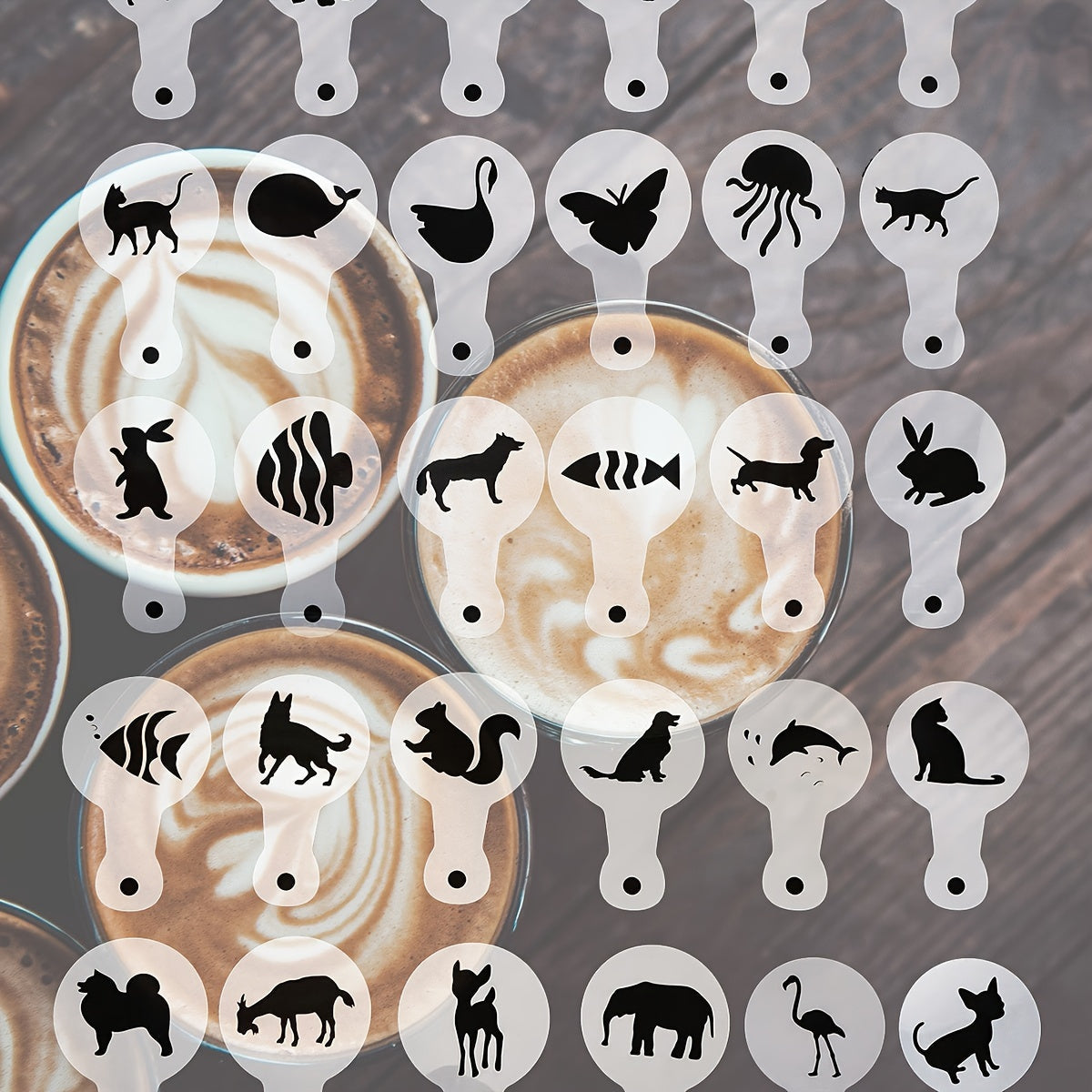 Set of 16 Coffee Latte Molds for Frothy Beverages at Home