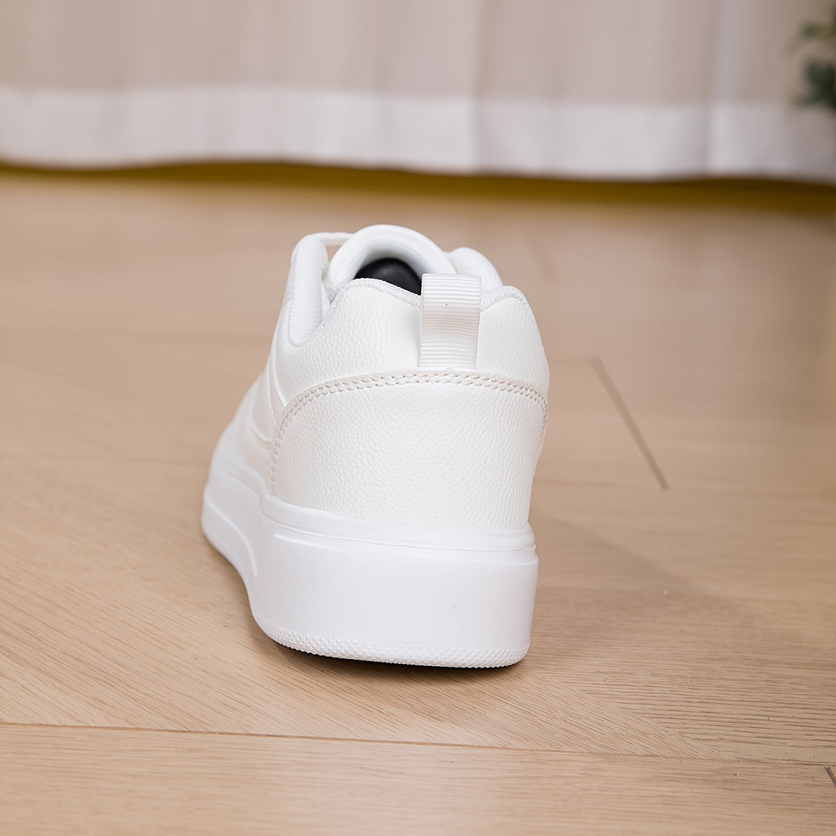 Women's White Low-Top Casual Sneakers Synthetic Fabric Cushioned Sole