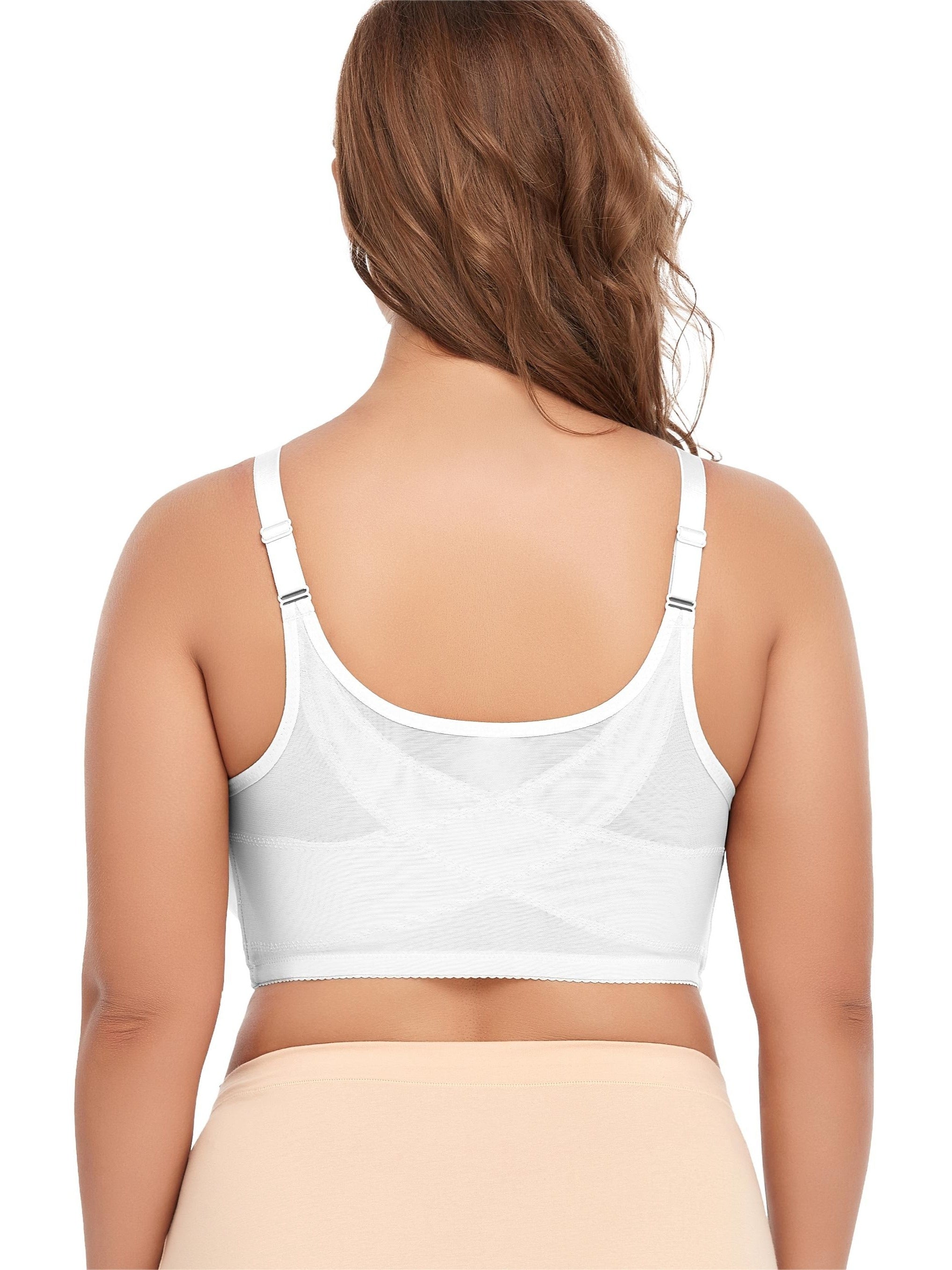 Бюстгальтер для женщин больших размеров спортивный с мягкой подкладкой, без проводов, с сетчатой передней застежкой