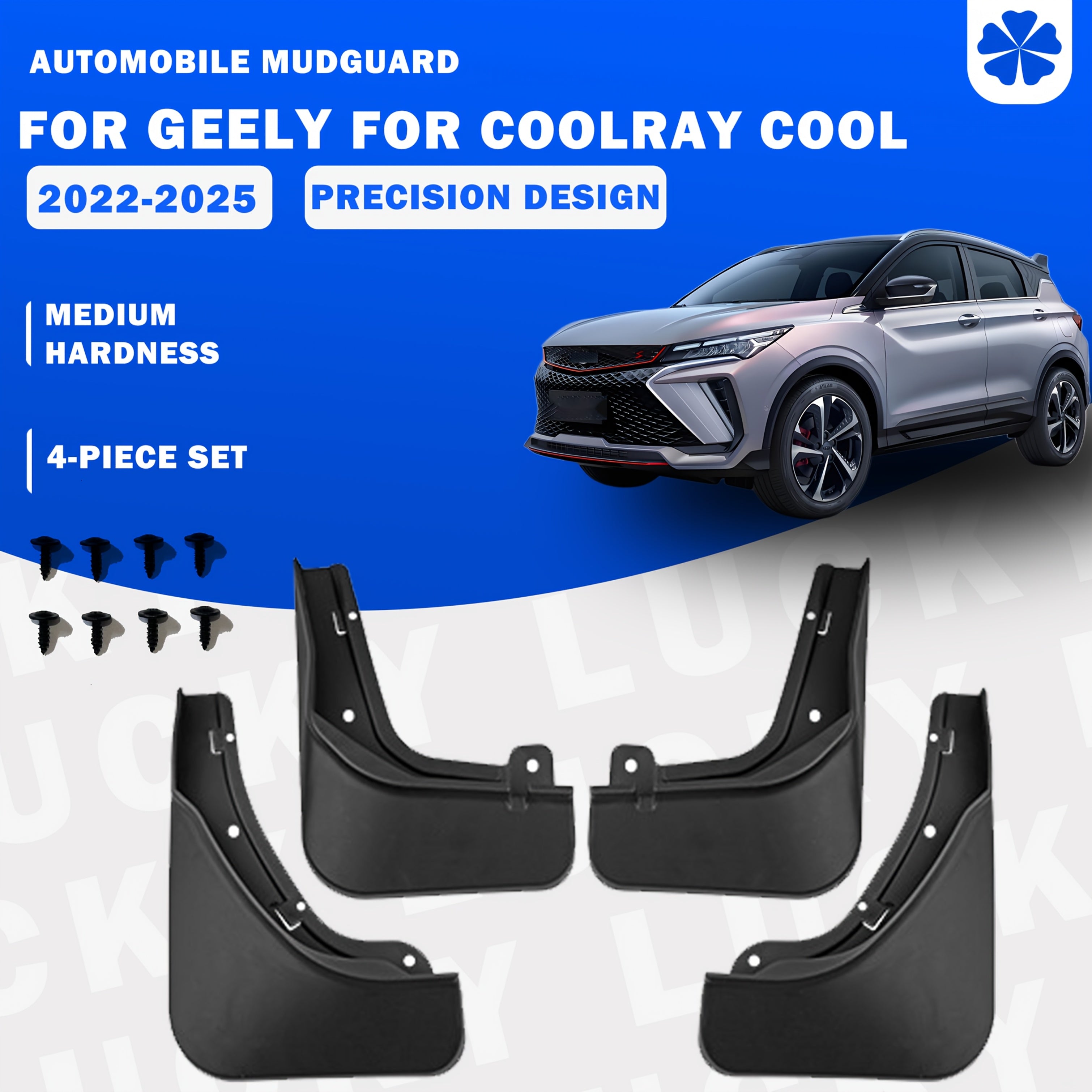 Car Mud Flap Set Black 4 Pcs Front and Rear for Compact SUV