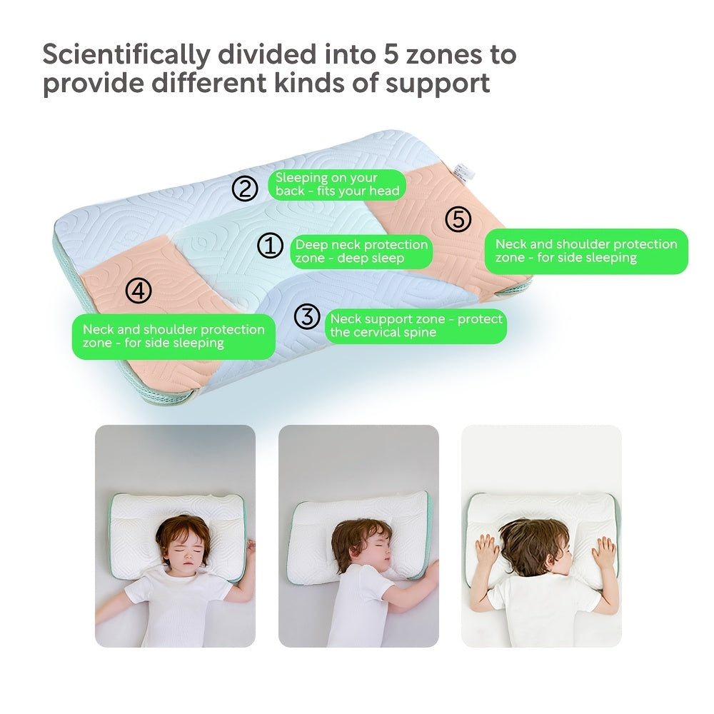 Kids Animal Pattern Pillow for Side and Back Sleep Travel Washable Pink Green