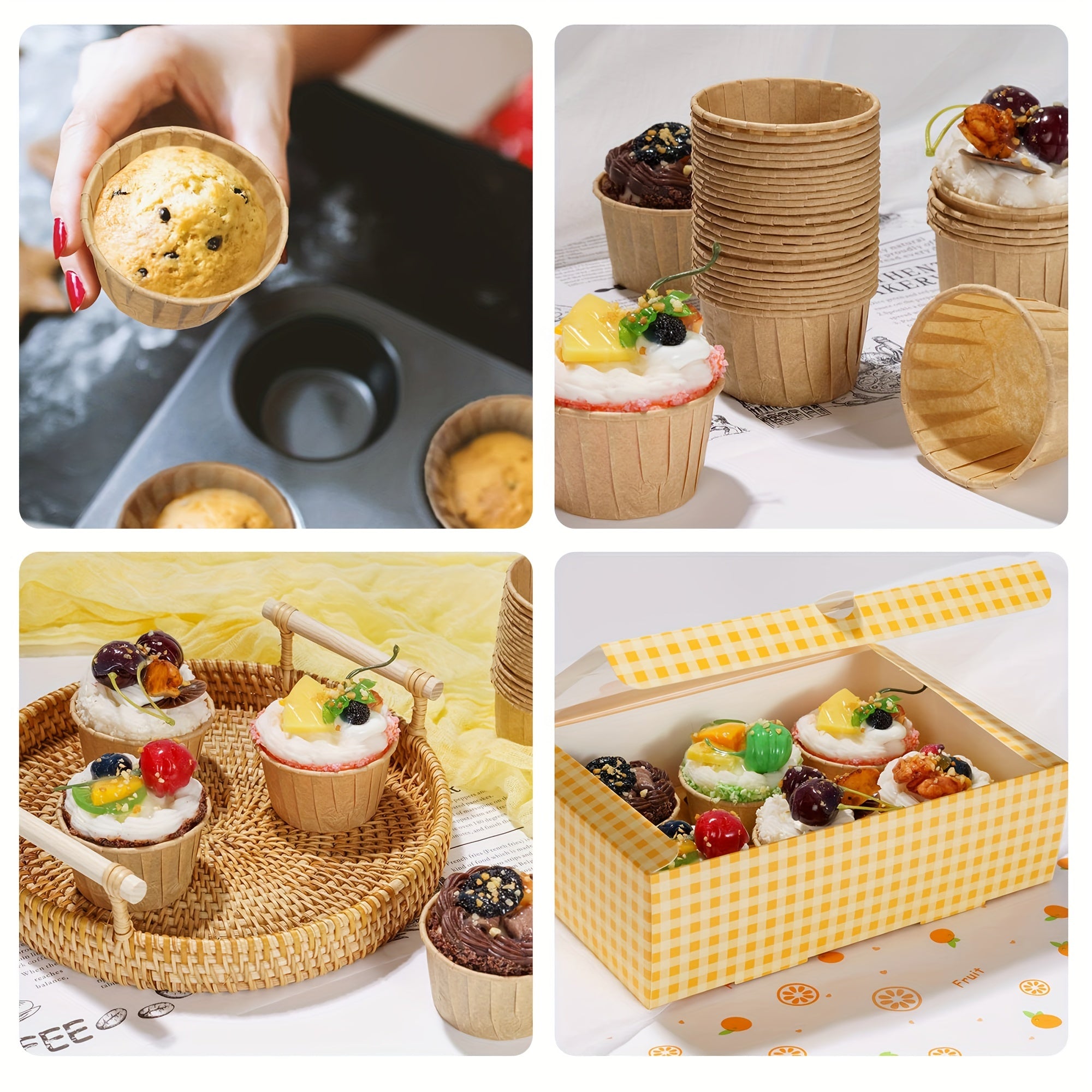 Pack of 50 Parchment Cupcake Liners 3.5oz Grease-Resistant Baking Cups for Muffins and Desserts