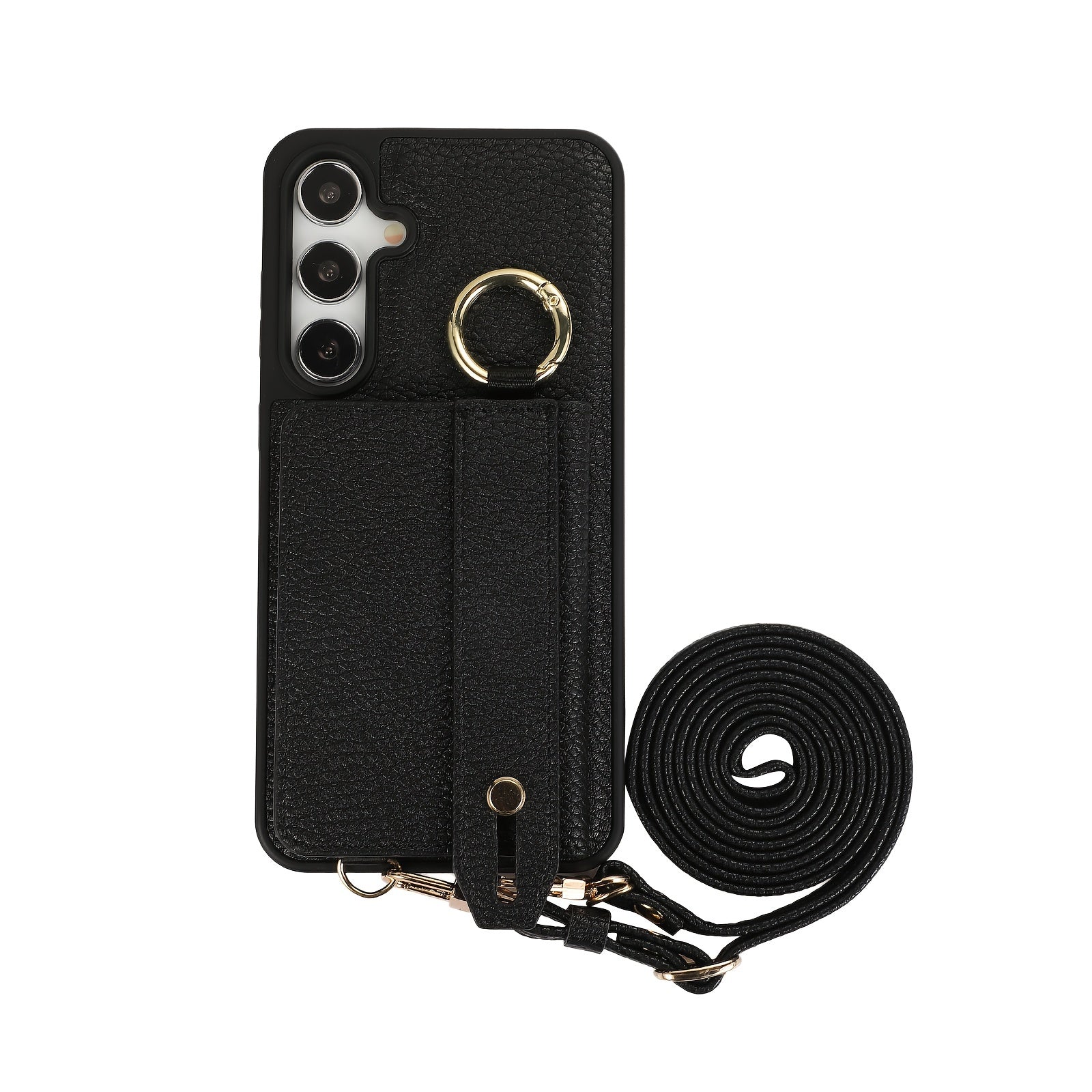 Faux Leather Crossbody Phone Bag for Samsung Plus with Wallet Card Slots Lanyard