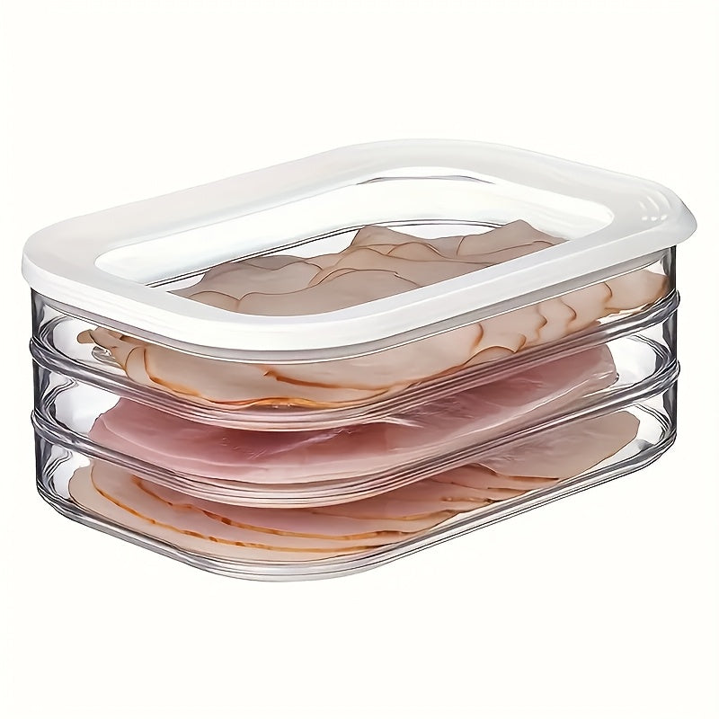 Контейнер для продуктов холодильника с крышкой, штабелируемый, для вареного мяса, обеда, салями