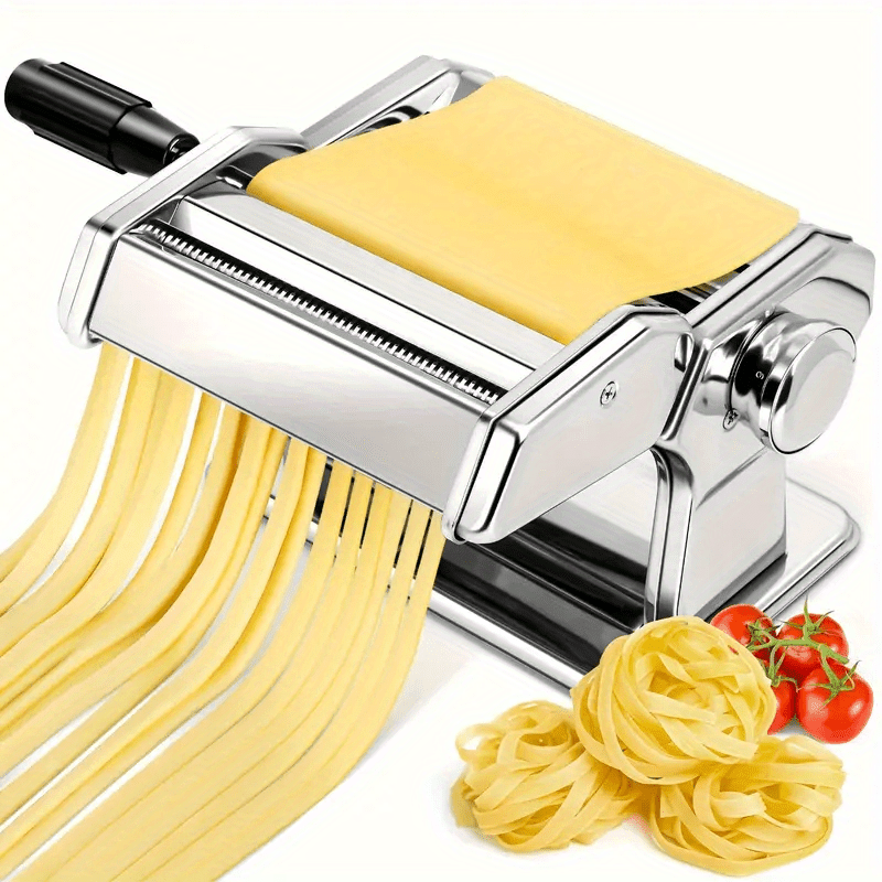 Stainless Steel Manual Pasta Maker for Dough and Noodles, Compact, Handheld
