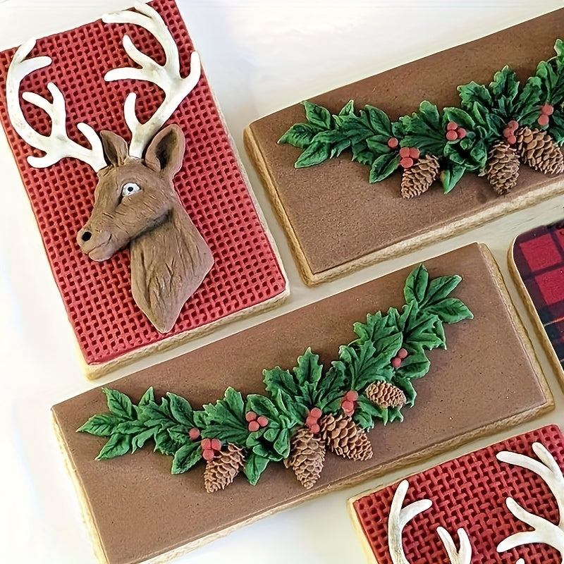 Silicone Christmas Wreath Mold 3D Resin Candy Fondant Cake Decorating Tool