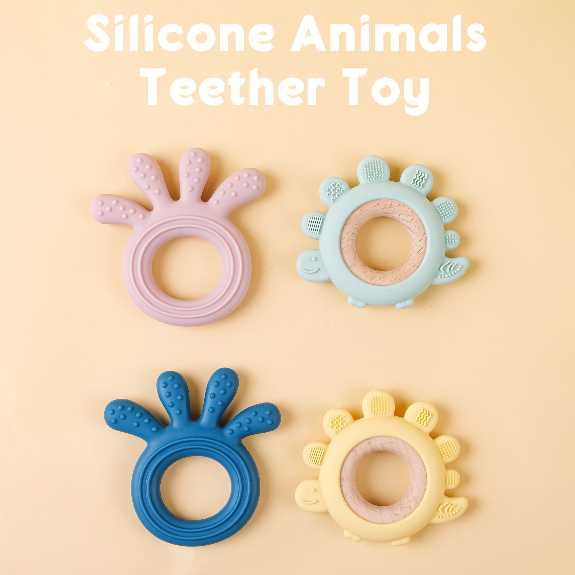 Baby Silicone Teether Toy for Infants and Toddlers Soft Textured BPA Free Fingerlike Design Dishwasher Safe