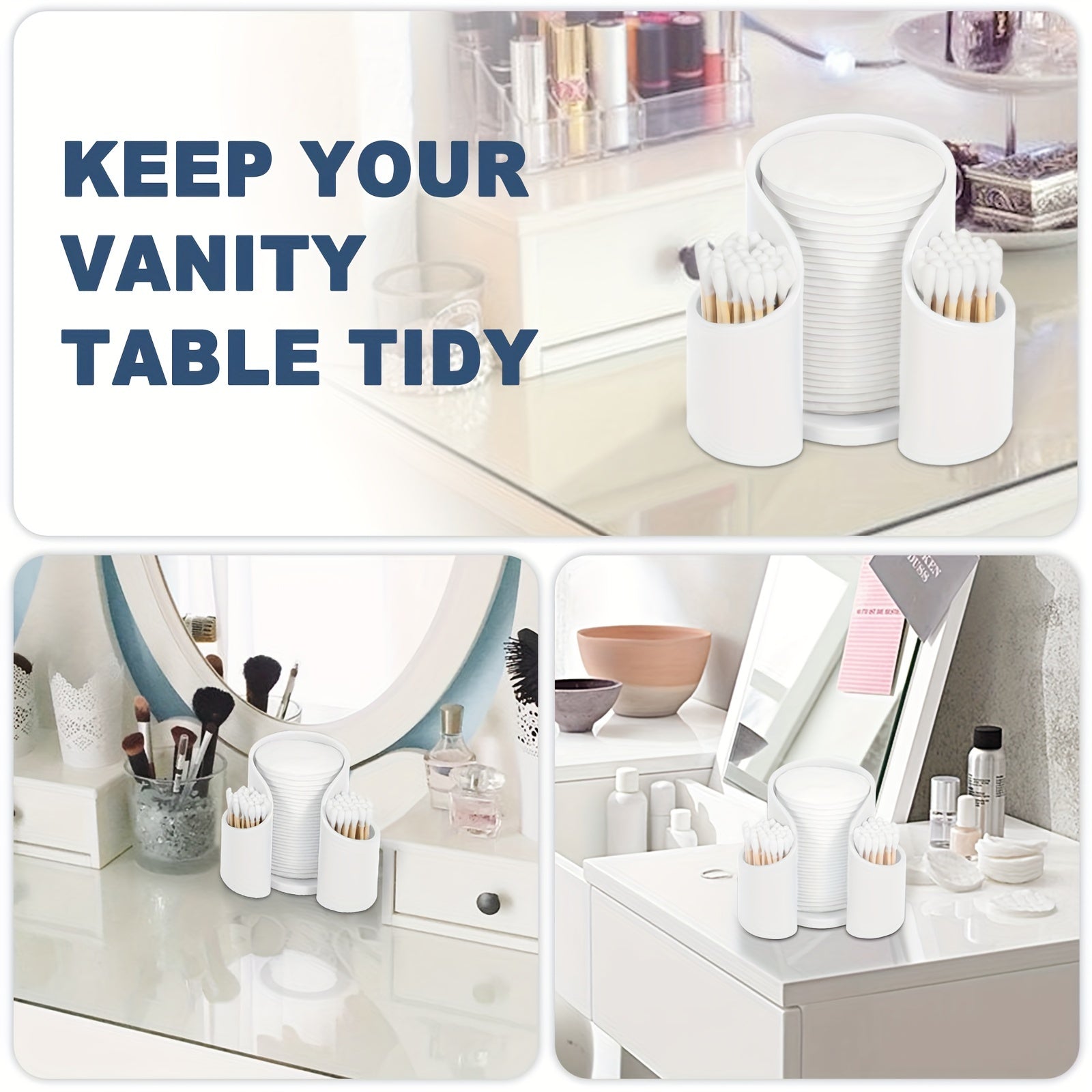 Keng qo'llaniladigan plastik dispenser, padlar va tish ipi uchun, stolda saqlash uchun. Elektr energiyasiz mustaqil ravishda ishlatilishi mumkin.