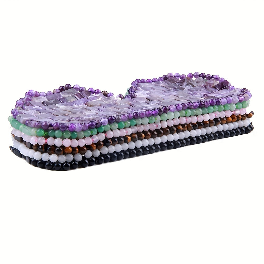 Маска для сна из натурального камня с глазом, розовый кварц, аметист, обсидиан, зеленый авантюрин, желтый тигровый глаз, релаксация, маска для сна