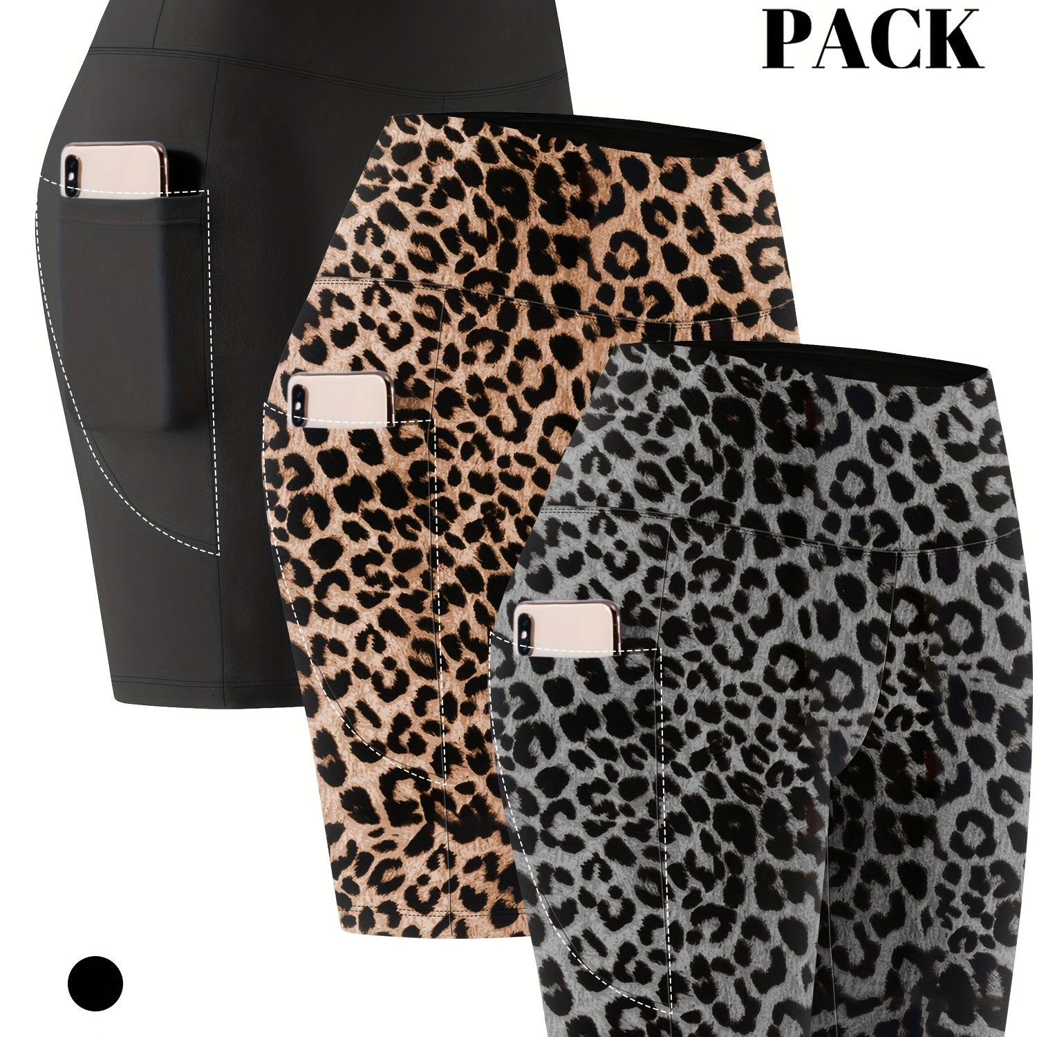 Plus Size Women High Waist Bermuda Shorts with Pockets Satin Knit