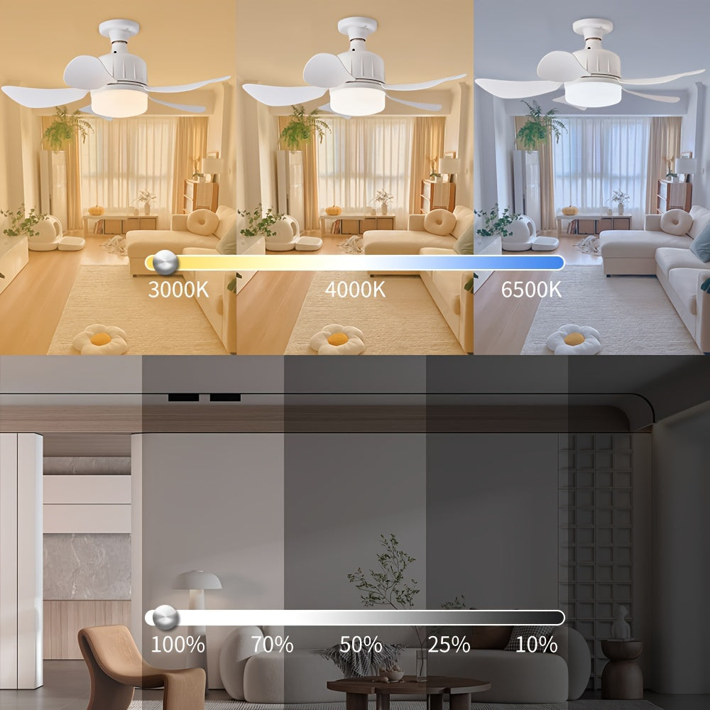 LED Ceiling Fan Light with Remote Control Adjustable 3-Speed Timer for Bedroom Living Room