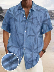 Men's Plus Size Hawaiian Shirt with Coconut Trees Graphic Print Beach Vacation Casual Shirt