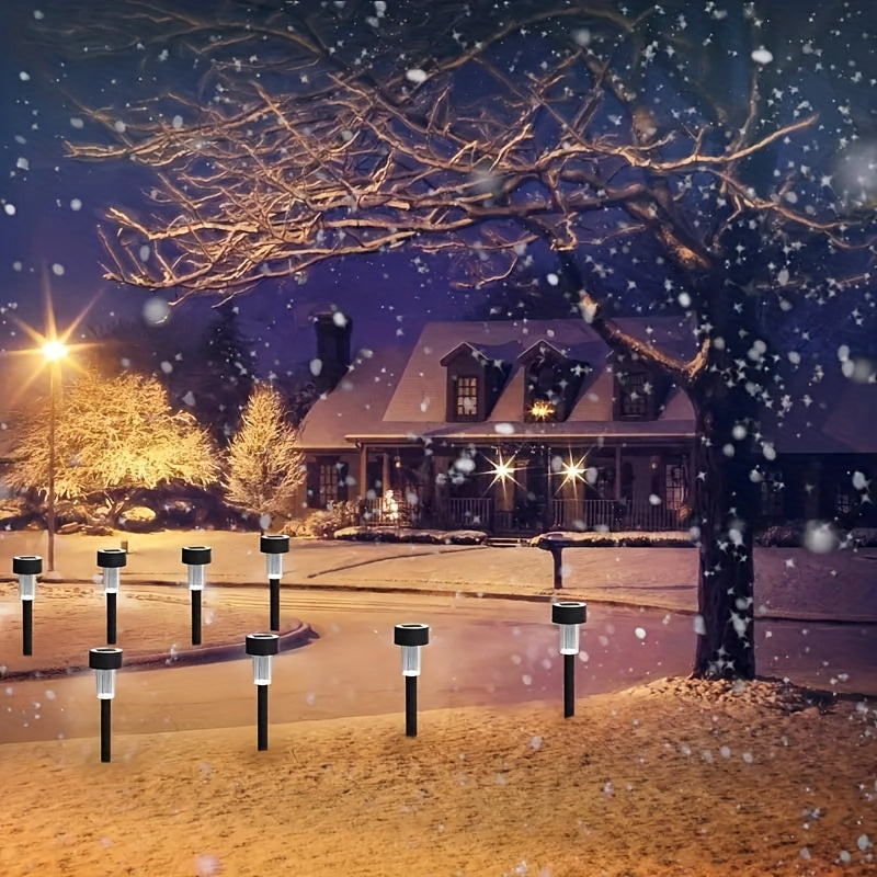 Solar Path Lights 10-Pack Solar-Powered Plastic Walkway Lighting with Detachable Semi-Flush Mount