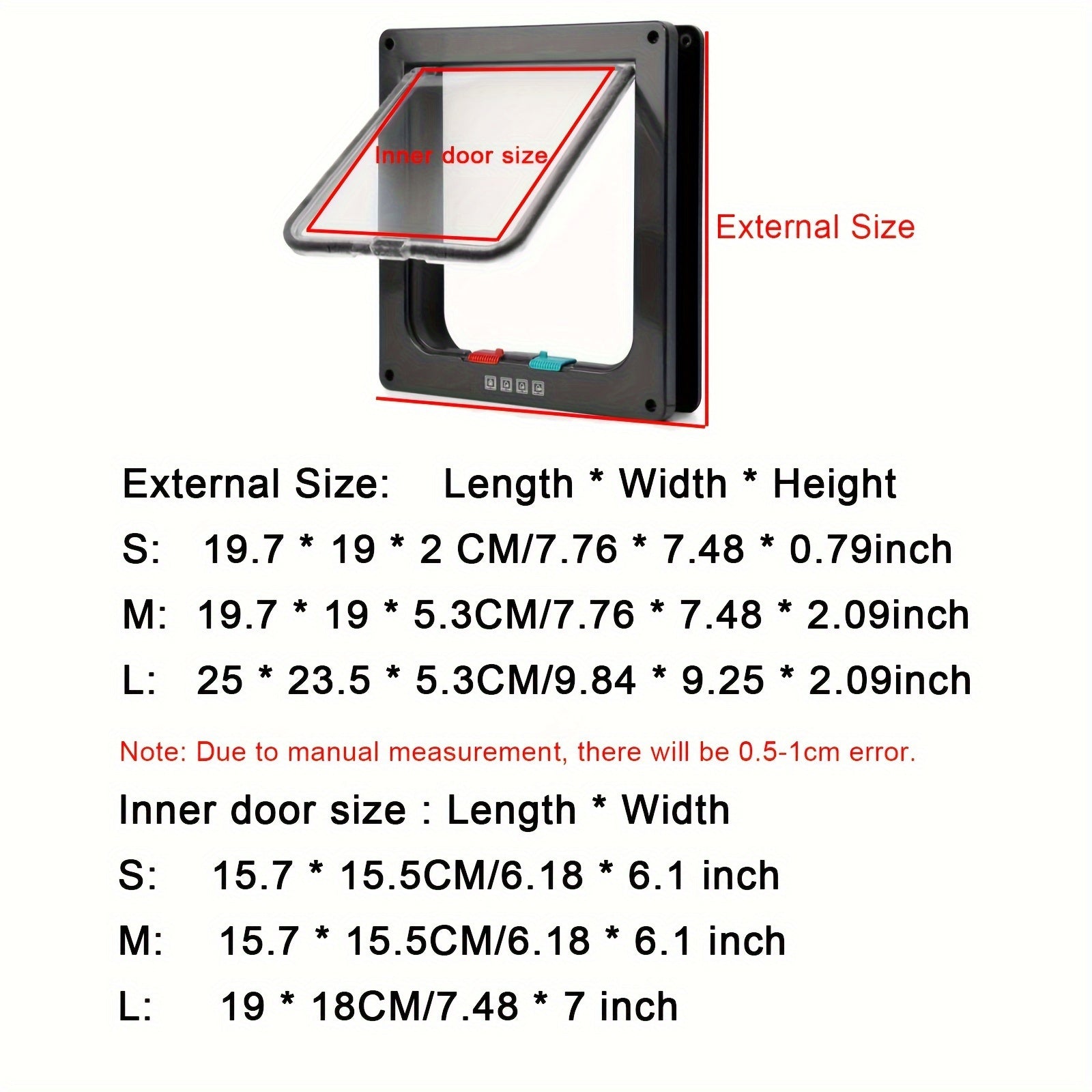 4-Way Locking Pet Door for Dogs and Cats Weatherproof Insulated ABS Durable Flap Easy Install