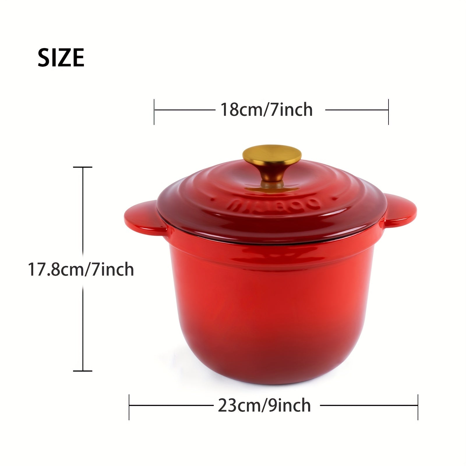 Enameled Cast Iron Dutch Oven 2L 18cm Heavy Duty Soup Pot
