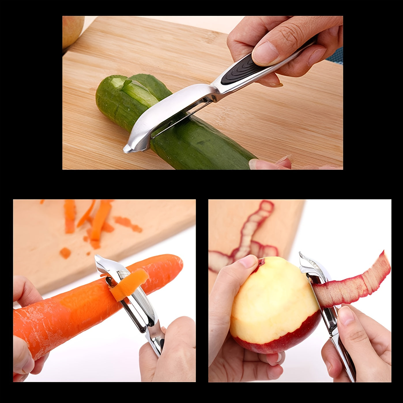 Set of 2 Stainless Steel Vegetable and Fruit Peelers with Non-Slip Handles