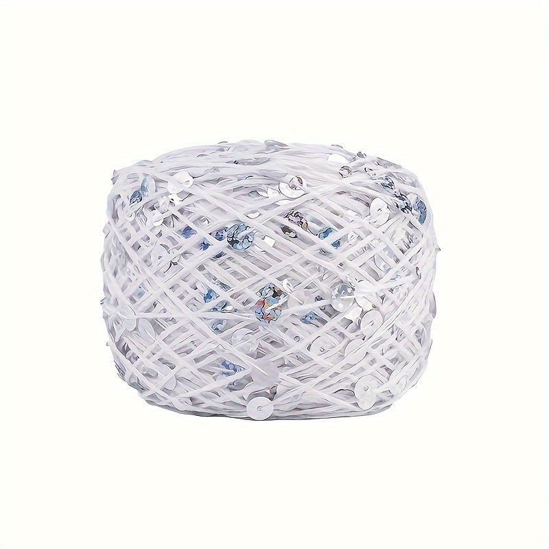 Sequin Cotton Yarn for Hand Knitting and Crocheting 50g White Red Black Beige