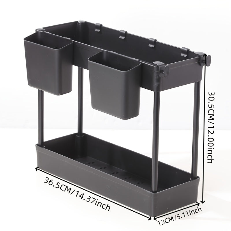 2-Tier White Sink Organizer Rack for Kitchen Storage and Spices